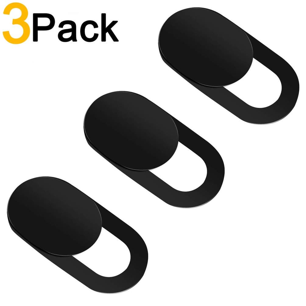 Webcam Cover Slide Web Camera Cover 0.026in Ultra Thin for Laptops Mac MacBook Pro All-in-one Desktops Smartphone Tablets Privacy Security Protection ABS Black(3 Packs)