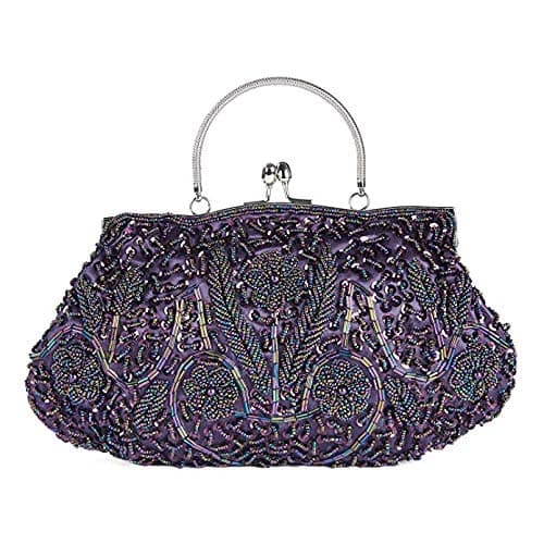 SimcatBeaded Sequin Flower Evening Purse Large Clutch Bag