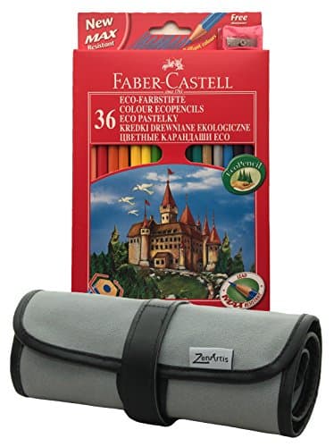 Zenartis Faber - Castell 36 Colored Ecopencils Set with Sharpener and Roll-Up Wrap (2 Items)