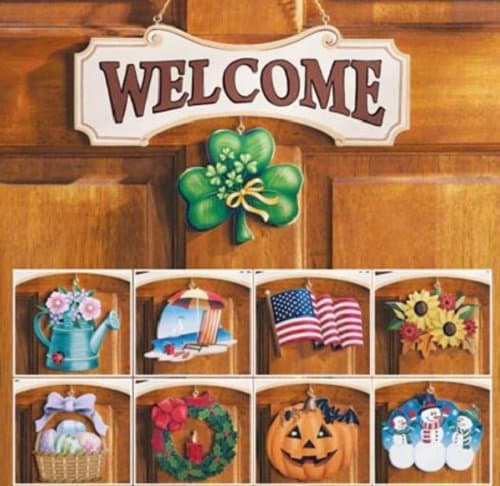 All Season Wreath Welcome Sign for Front Door Spring Decorations for Home