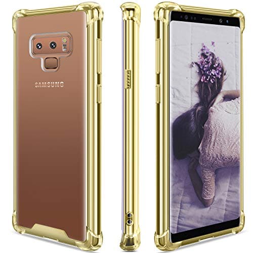 Galaxy Note 9 Case,Clear Note 9 Case Shockproof TPU Bumper Cases Non Slip Scratch Resistant PC Hard Back Protective Case Cover for Galaxy Note 9 (Gold)