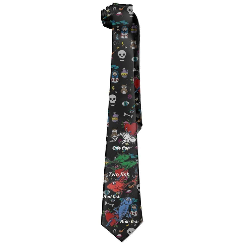 One Fish Two Fish Reversible Dr Seuss New Cartoon Novelty Tie