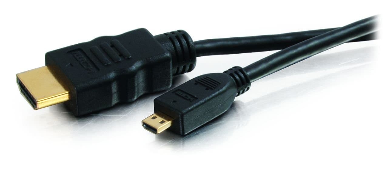 C2G HDMI Cable, High Speed HDMI Cable, Micro HDMI with Ethernet, 6.56 Feet (2 Meters), Black, Cables to Go 40313