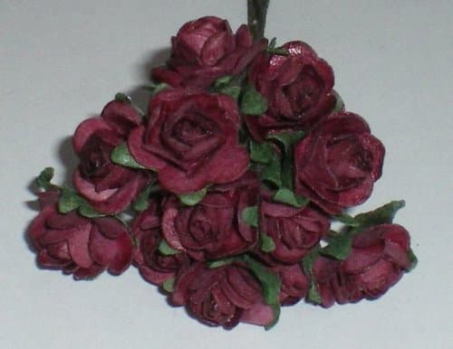 2 x 12 Medium Stemmed Paper Roses Burgundy B1495