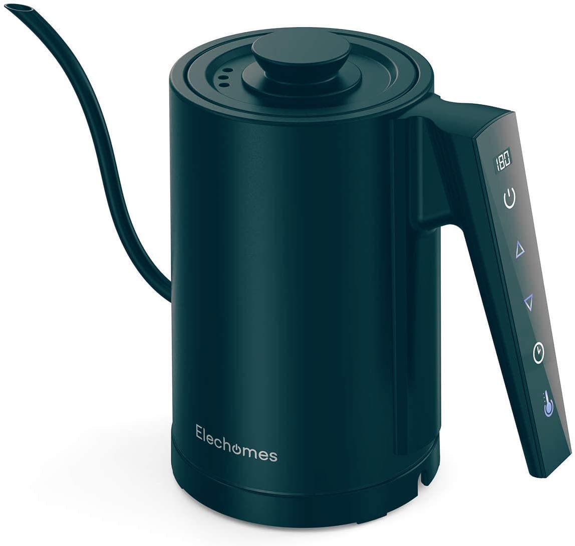 Elechomes Gooseneck Electric Kettle with LED Display, Precise Temperature Control & Hold, Unique Timer Set, Pour Over Coffee & Tea, 100% Stainless Steel Inner, 1000W Rapid Heating, 0.8L, Dark Green