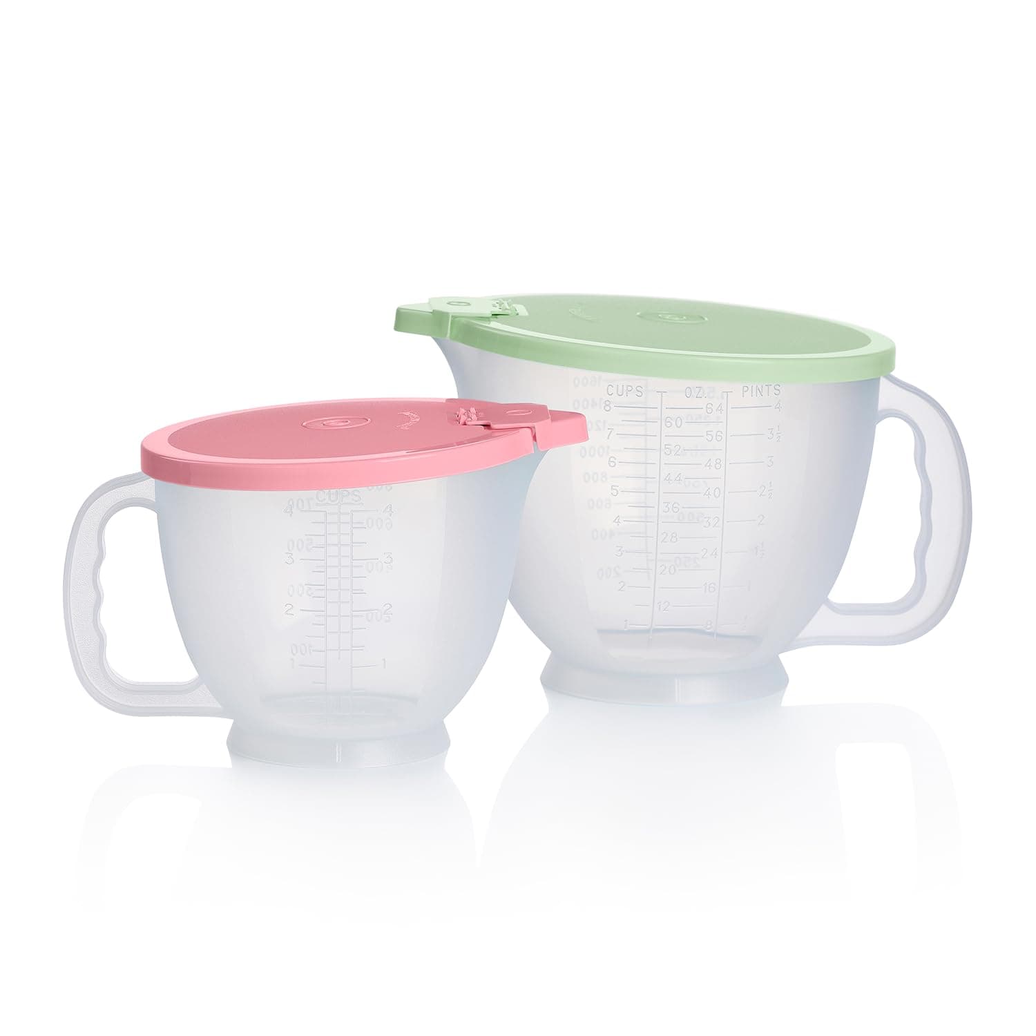 Classic Mix-N-Store Pitcher Set in Mint Green & Candy Pink - Dishwasher Safe & BPA Free - (2 Bowls + 2 Lids), 173871