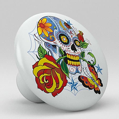 Sugar Skull Rose Ceramic Knobs Pulls Kitchen Drawer Cabinet Vanity 458