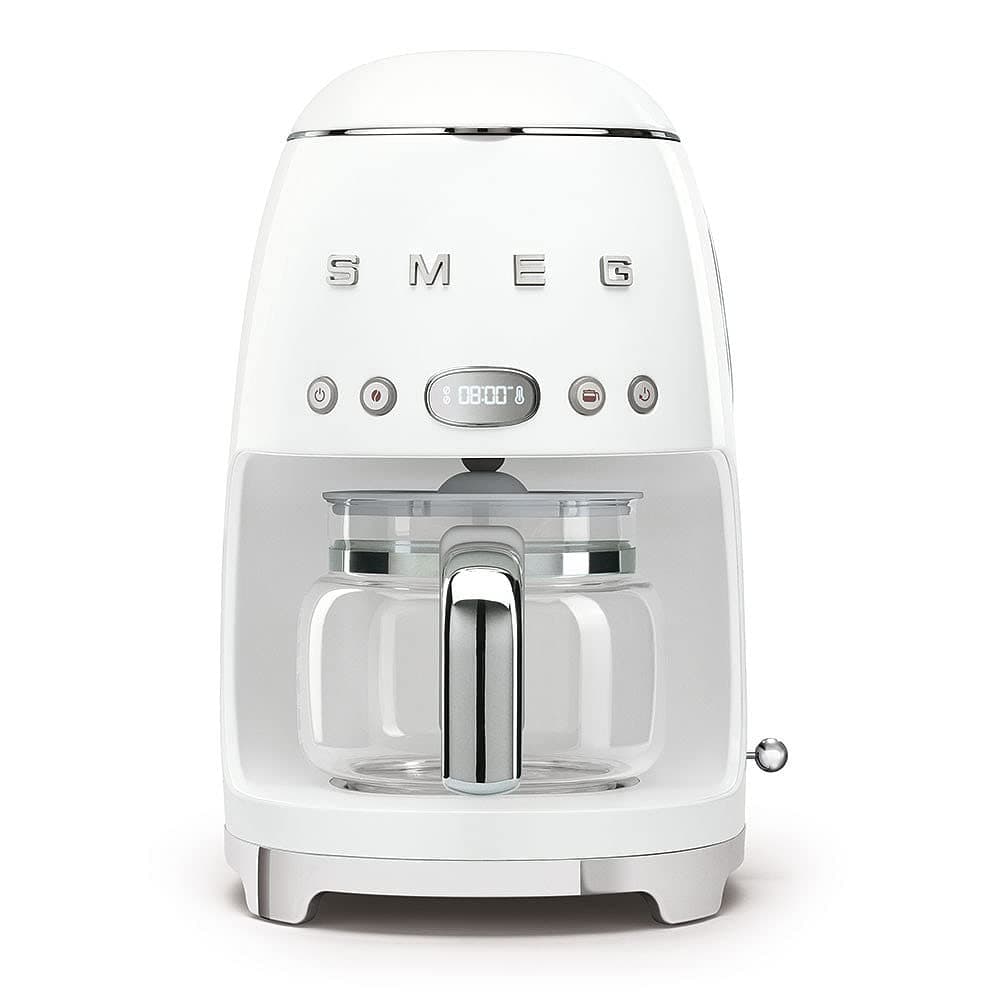 Smeg DCF02WHUK Drip Coffee Machine, Auto-Start Mode, Reuseable Filter, Digital Display, Anti-Drip System, Aroma Intensity Option, 1.4 Litre Tank, White