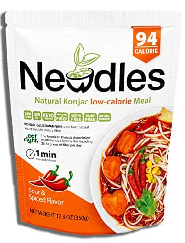Newdles(New Generation) Konjac/Shirataki Low-Calorie Meal(Sour&Spiced Flavor)Easy to prepare, No boiling, Low Carb, Low Calories, High water-soluble dietary fiber, Gluten-Free, Good taste(1)