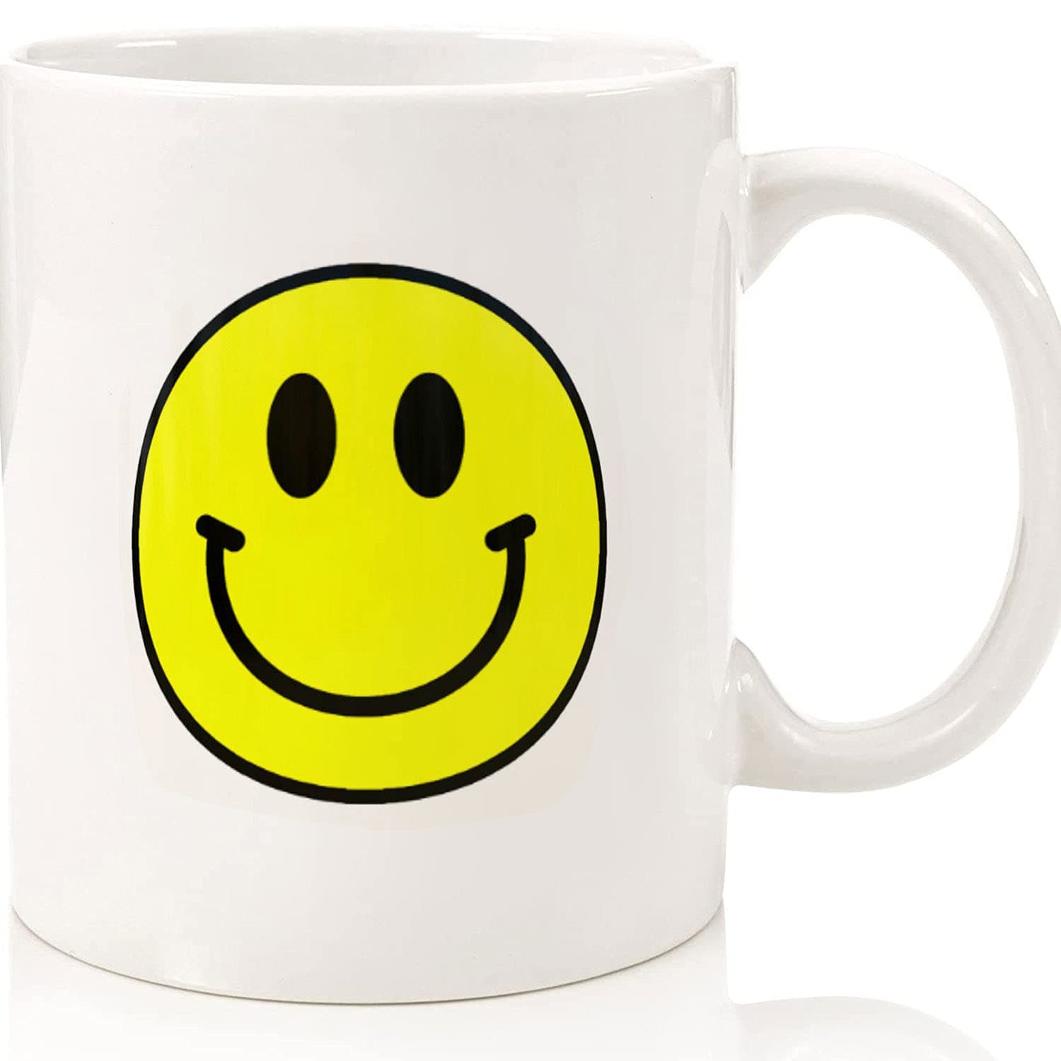 Big Yellow Smiley Emoji Mug Acid House Raver, Ceramic Novelty Coffee Mugs 11oz, 15oz Mug, Tea Cup, Gif.t Halloween Mug, Christmas Thanksgiving
