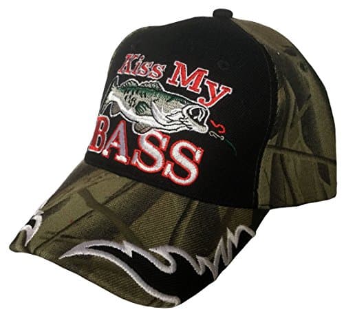 Kiss My Bass with Fish Fisherman 3D Embroidered Baseball Cap Hat