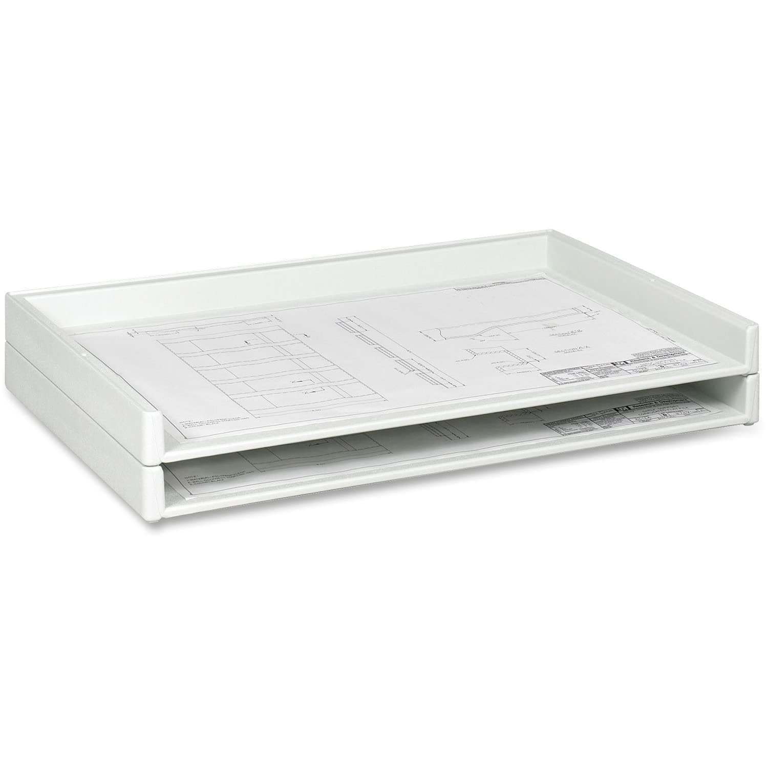 White Rectangular Plastic Trays, Stackable, 40 lb Capacity, 10 lbs Each