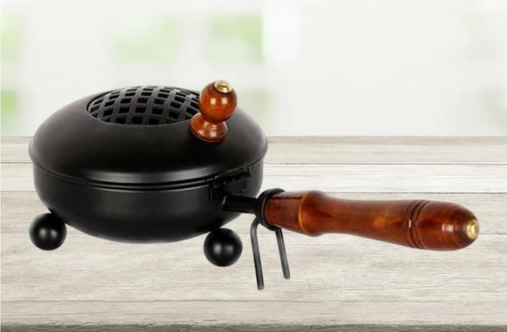 heaven decor Incense Burner, Loban Burner with Handle, Dhoop Dhuni Burner Sambrani Dhoop, Resin & Home Office Temple Prayer Butler