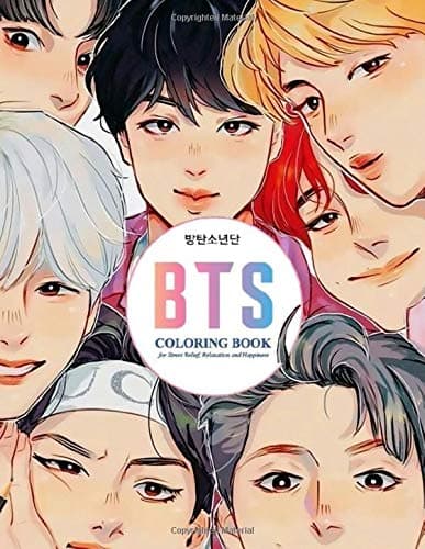 BTS Coloring Book for Stress Relief, Happiness and Relaxation: 방탄소년단 for ARMY and KPOP lovers Love Yourself Book 8.5 in by 11 in Size - Hand-drawn ... Jin, RM, JHope, Suga, Jimin, V, and Jungkook