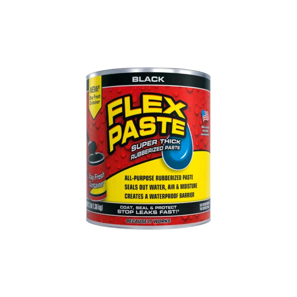 Flex Seal Paste, 3 lb Tub, Black, Waterproof Paintable Putty, Spackle Sealant, Fill Gaps Cracks Holes - Block Out Water and Air - UV Resistant - Walls, Drywall, EPDM, Concrete, Roof, RV Repairs