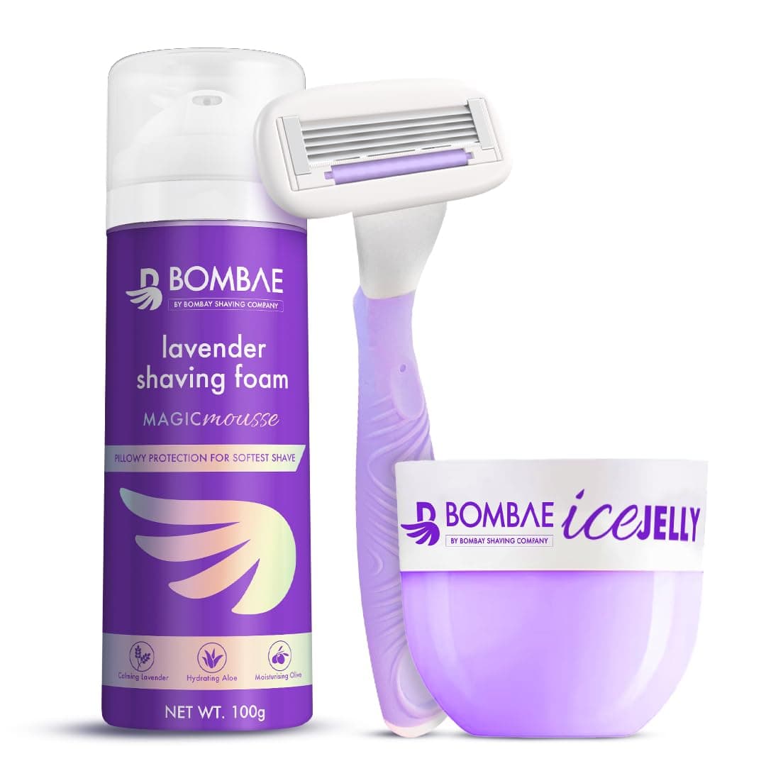 Rollplay All-in-one Body Shaving Ritual Kit | 1 Razor + 1 Sensitive Shaving Foam + 1 Post-Shave Balm for Women