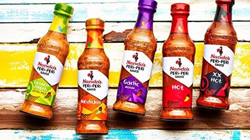 Nando's Peri Peri Sauce Variety 5 Pack, Lemon & Herb, Garlic, Medium, Hot, XX Hot, 9.1 oz (Pack of 5)