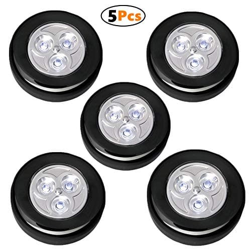 5 Pack LED Closet Light Wireless Touch Lights Tap Light Wireless Stick on Push Touch Lights for Closets, Cabinets, Wardrobe, Counters, Utility Rooms, Black