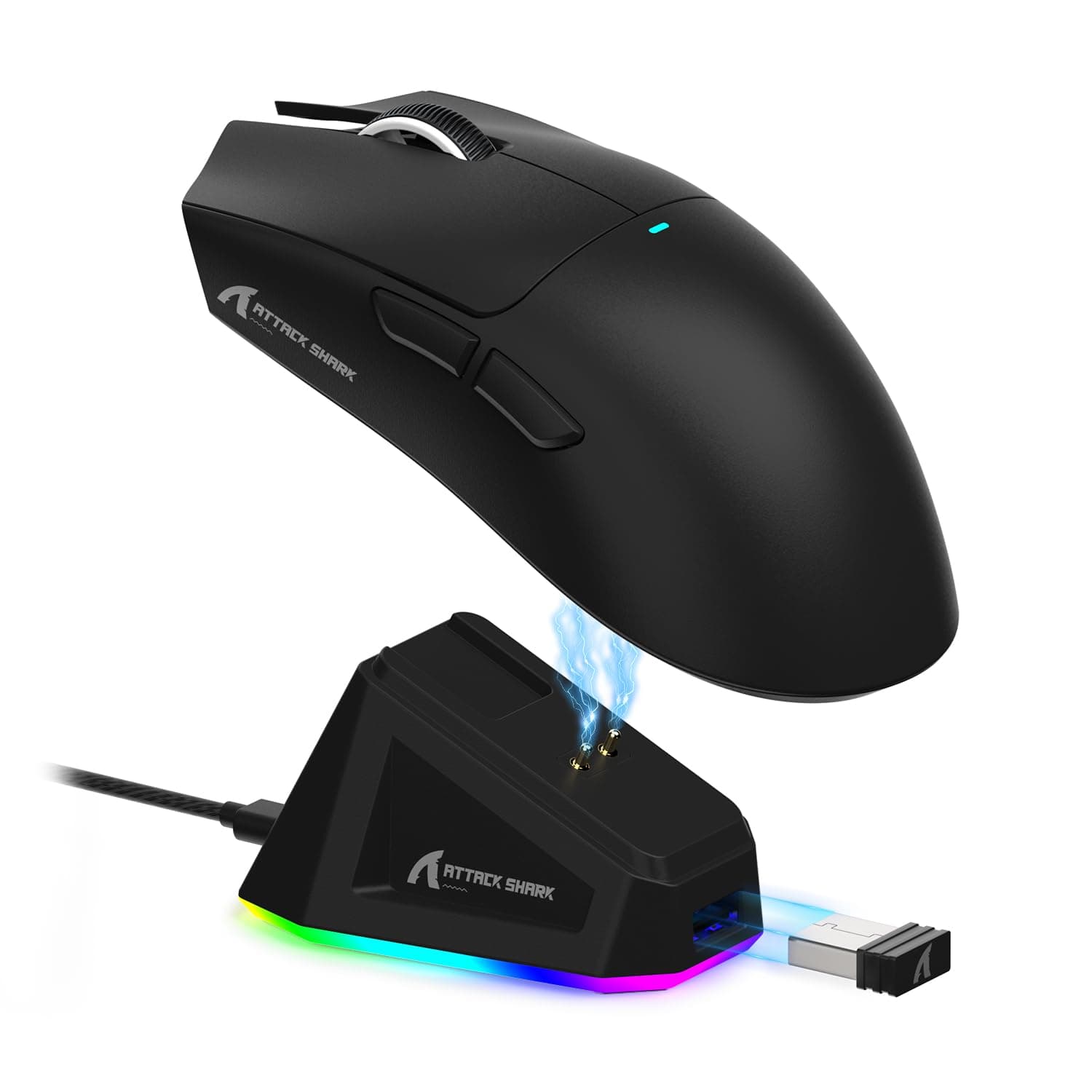 ATTACK SHARK X11 Lightweight Wireless Gaming Mouse with RGB Charging Dock,Tri-Mode-2.4G/USB-C Wired/BT,22K DPI,PAW3311 Optical Sensor,HUYU Switch, 5 programmable Buttons for PC/Mac(Black)