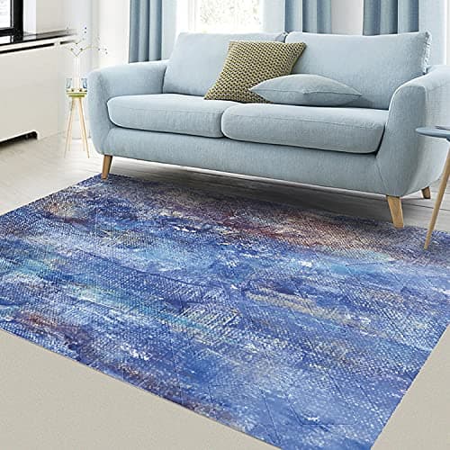 rzskdjgv Blue Watercolor Carpet 3D Printing Carpet Living Room Bedroom Room Carpet Floor Mats 80X150Cm