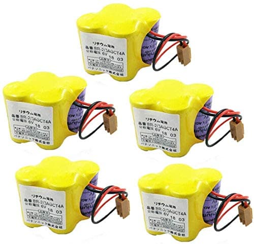 5-Pack BR-2/3AGCT4A 6V Replacement Battery for Fanuc Controls PLC Computer Ge Fanuc A06 Series A98l-0001-0902, BR-CCF2TE CNC Coaster