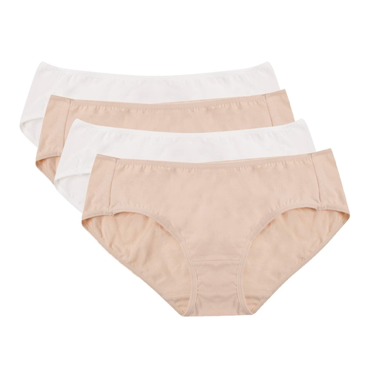 Hesta Women's Organic Cotton Basic Panties Underwear 4 Pack (X-Small, 2white/2natural)