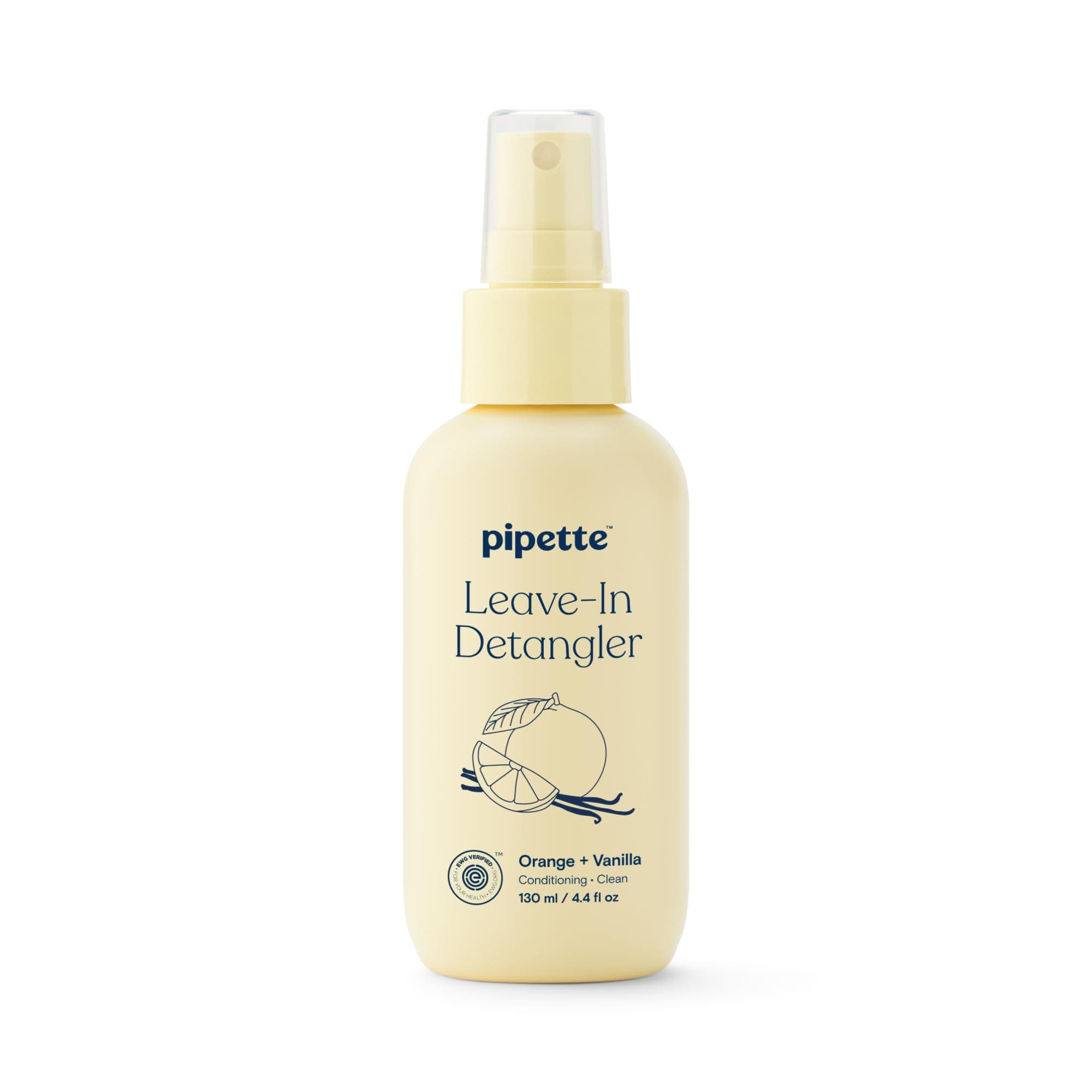 Pipette Leave-In Hair Detangler - Silicone-free Kids Detangling Spray - 100% Plant-Derived Nourishing Squalane - Orange + Vanilla Aroma, ALL Hair Types & Textures, 4.4 fl oz
