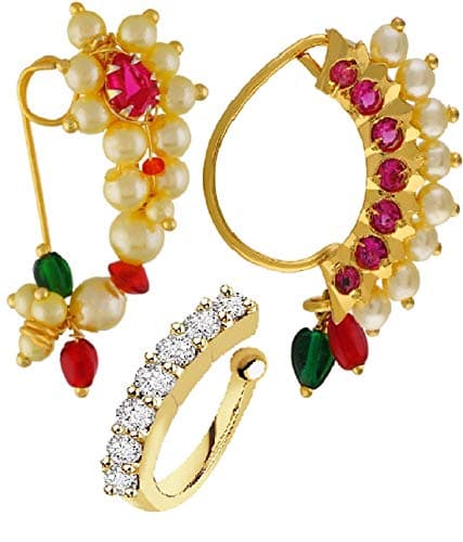 VAMA Fashions Maharashtrian jewellery traditional nath nose ring Without Piercing Marathi Nose Pin For Women