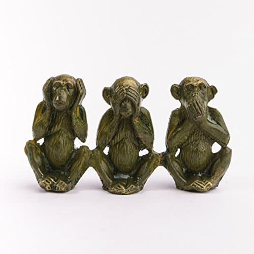 Handmade Green Oxidation Patina Three Wise Monkey