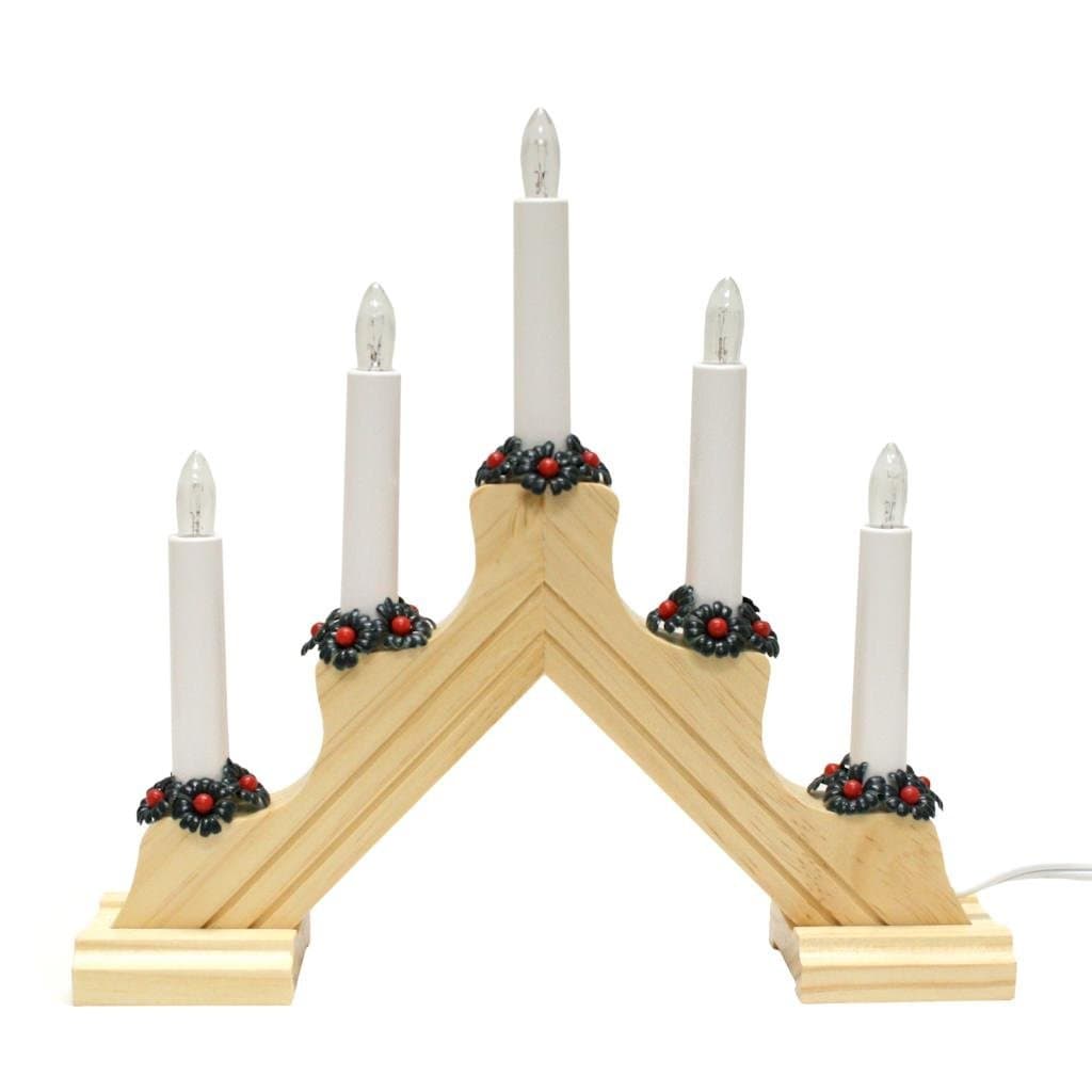 Star Trading 27720 - 11" x 12.25" 5 Light Electric Natural Wooden Mathilda Swedish Candelabra