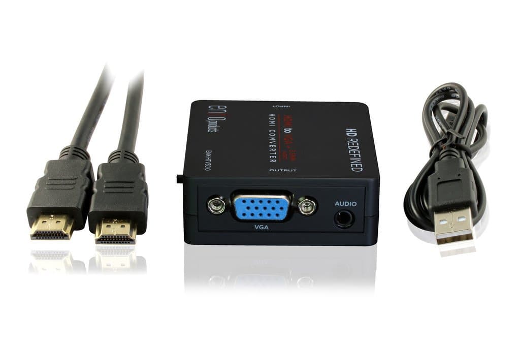 enKo products HDMI to VGA + Audio Mini Converter with High Speed HDMI Cable (6.5 Feet / 2 Meter)