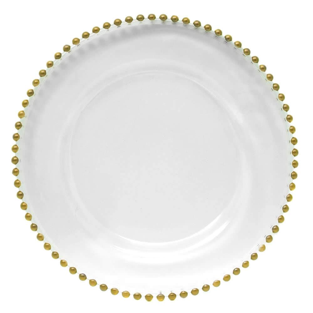 13' Gold Beaded Glass Charger Plate by P.O.C. Supplies