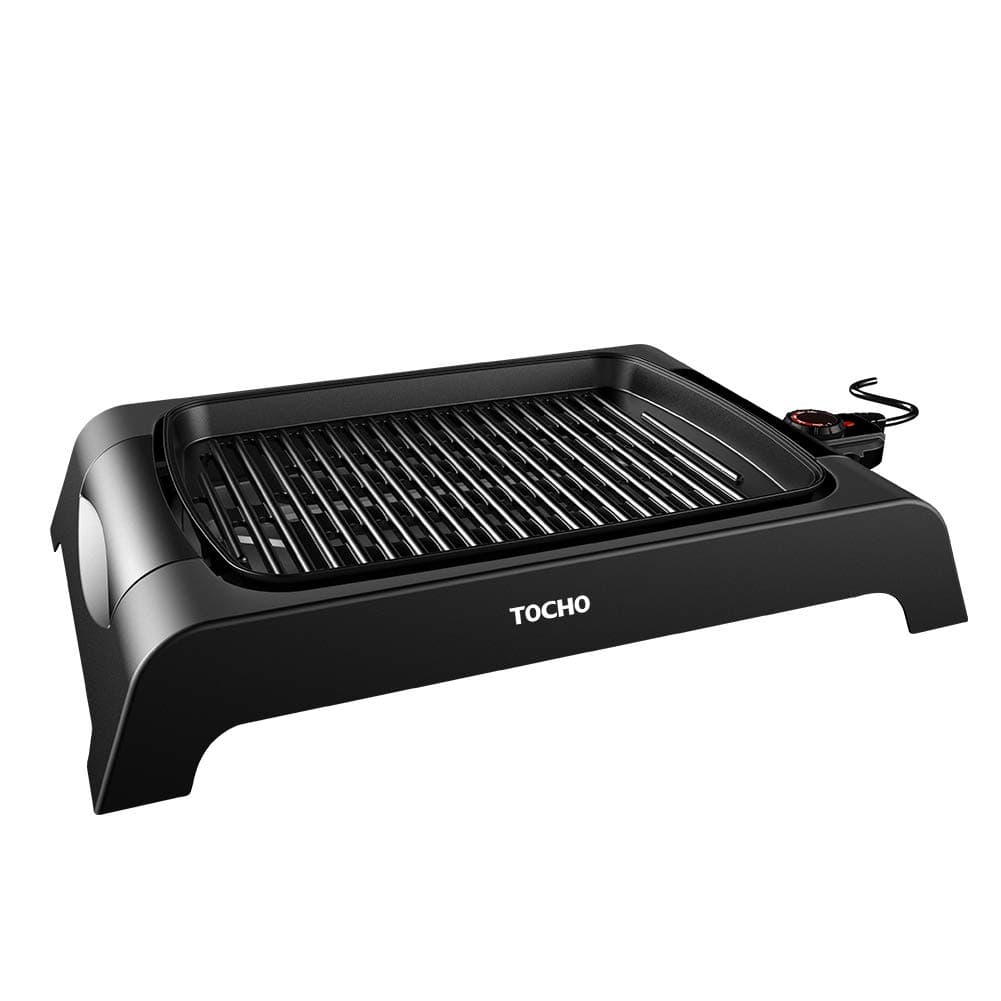TOCHO Electric Grill, BBQ Griddle with non-stick plates and lid,indoor smokeless(16"×12" 120V 60Hz 1500W)