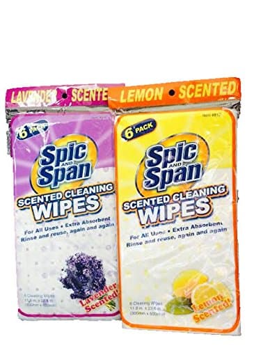 Spic and Span Scented Cleaning Wipes-For All Uses-Rinse & Reuse-2 Packages-Lavender & Lemon Scented-Total 12 Cleaning Wipes