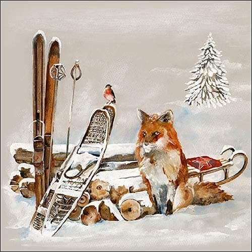Ambiente Christmas Napkin 33 Centimetre Pack of 20 Fox and Bird