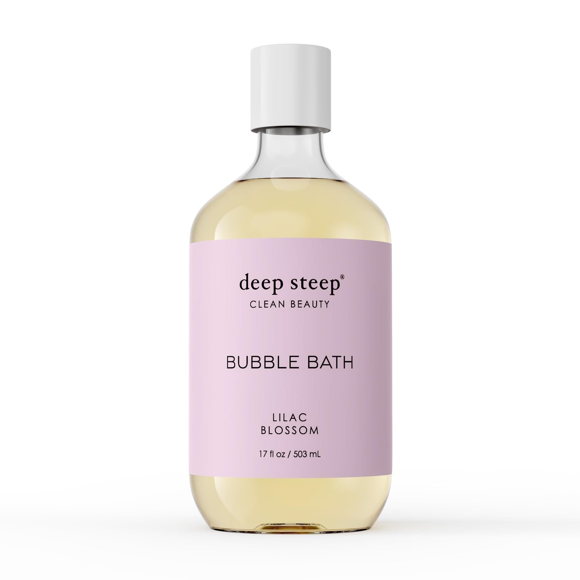 Deep Steep Lilac Blossom Bubble Bath for Women, Hypoallergenic, Clinically Tested, Clean Formula for Sensitive Skin, Sulfate-Free, 17 fl oz Bottle, Essential Bath Accessories