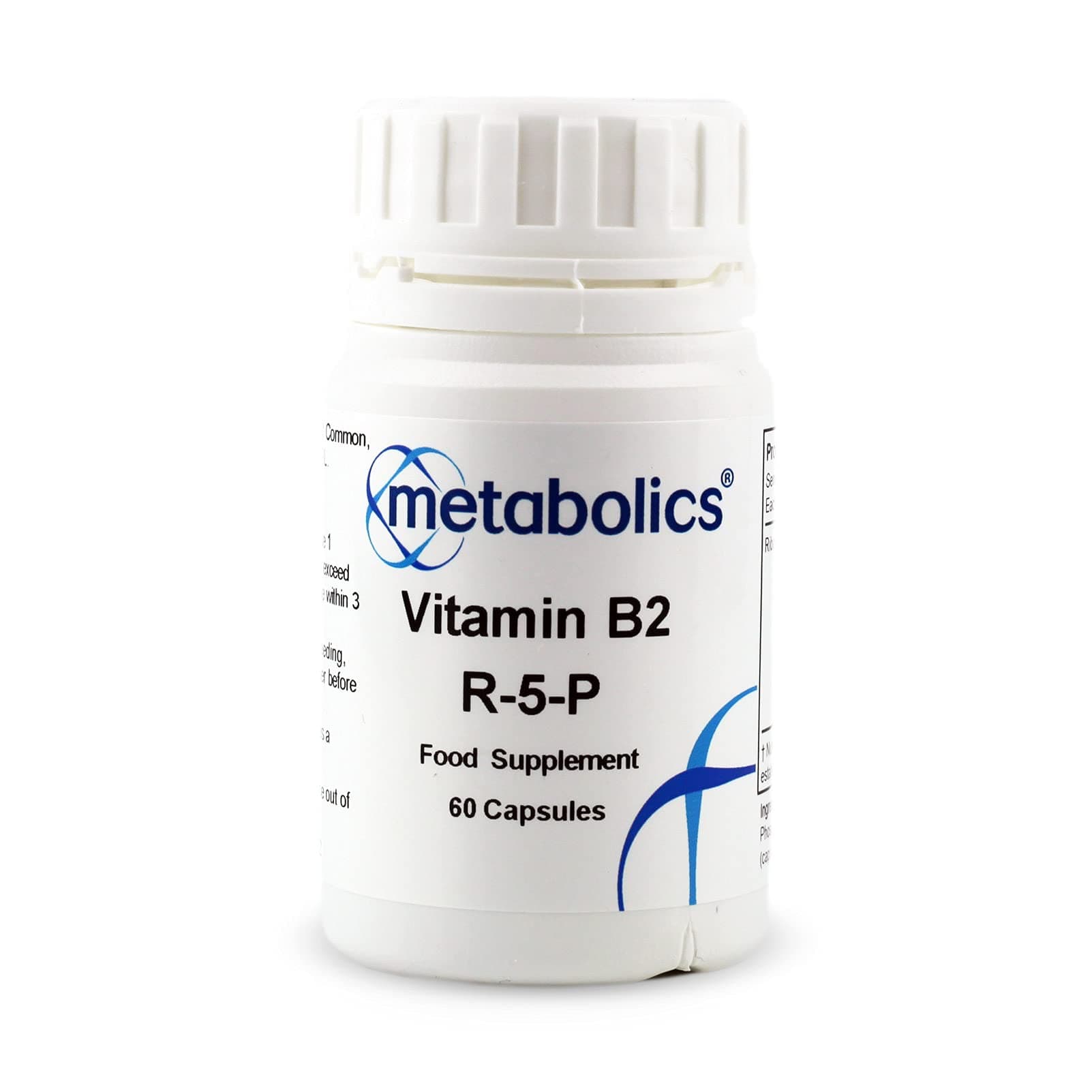Metabolics Riboflavin 5-Phosphate 47.5mg | Active Vitamin B2 for Energy, Vision & Nervous System | UK Made, GMP Certified | Vegan | 60 Capsules