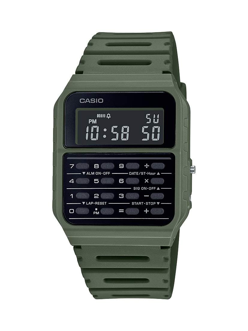 Casio Men's Vintage CA53W-1 Calculator Watch, green, CA-53WF-3BCF