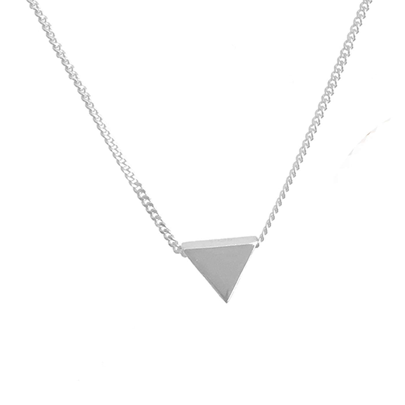 Minimalist 925 Sterling Silver Tiny Geometric Triangle Necklace for Women