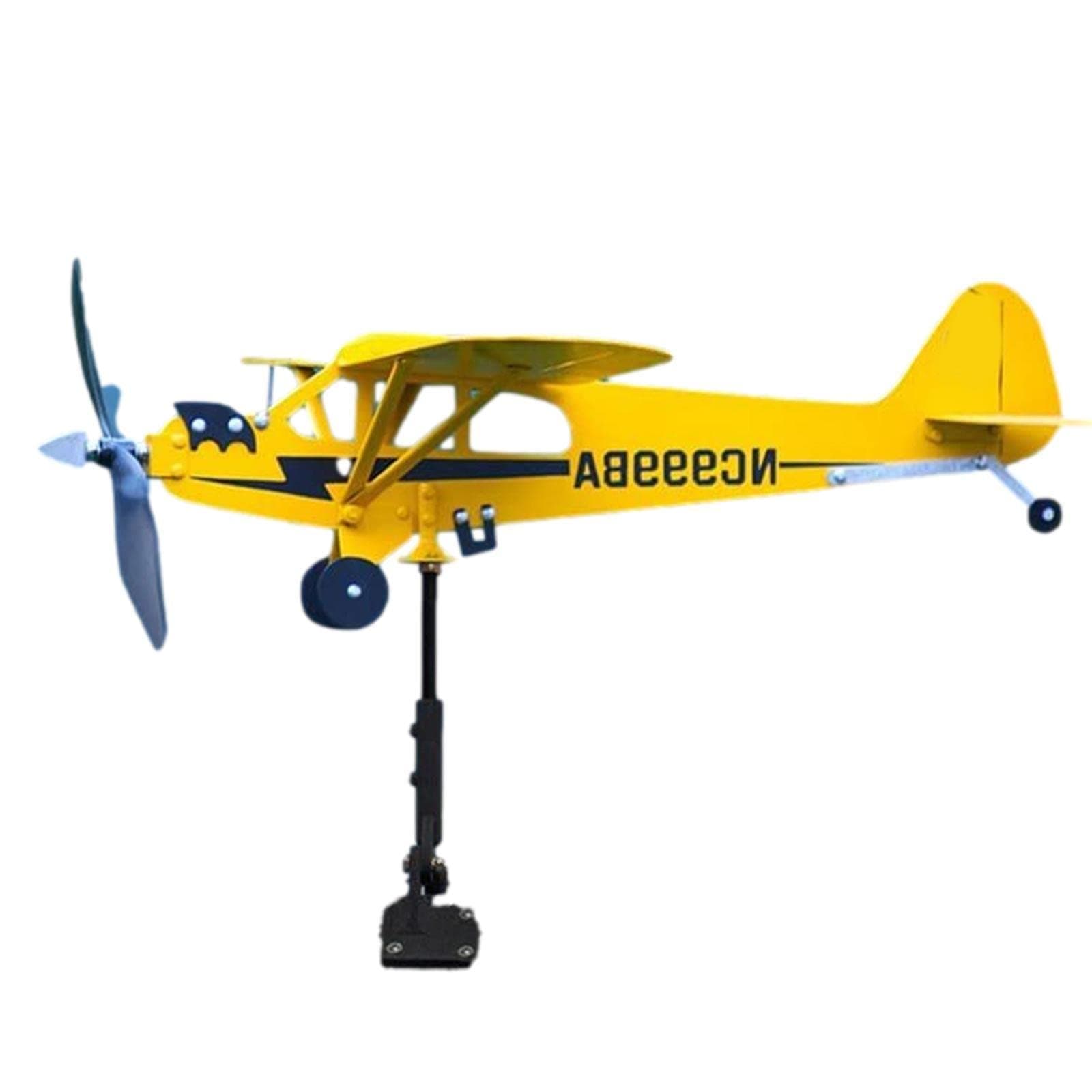 Airplane Weathervane, Piper J3 Cub Airplane Weathervane for Roof,Garden Decoration Outdoor Roof Wind Direction 3D Airplane Spinner Windmill