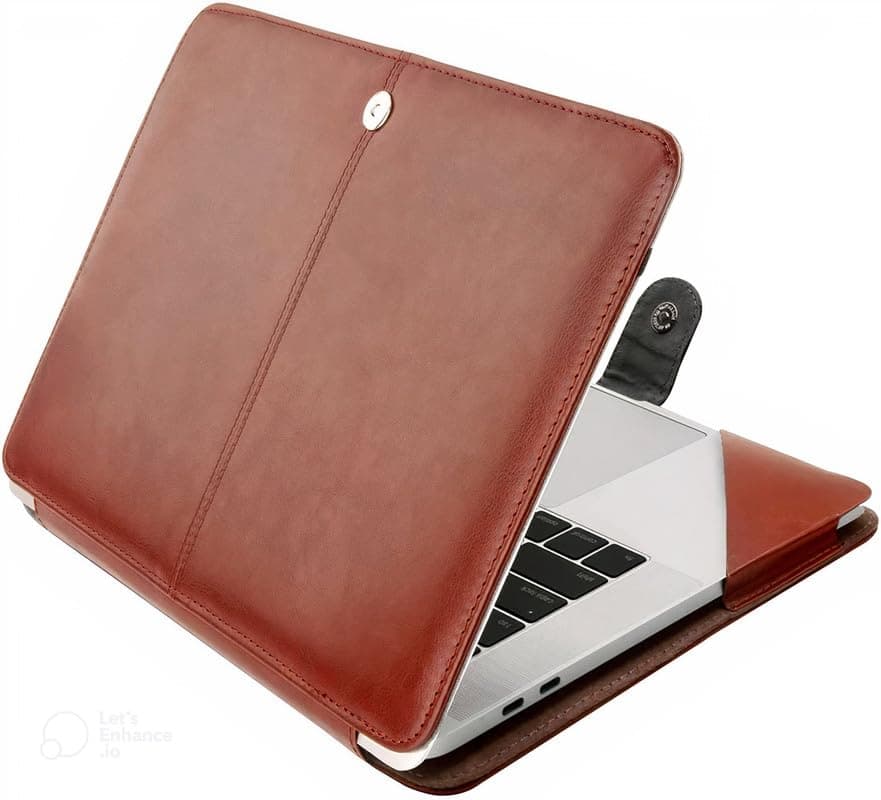 Flausen Genuine PU Leather Protective Folio Case Cover for HP Pavilion X360 14-Cd0056Tx 2-in-1 Laptop - 14 Inch - Full Protection - Brown for All HP Pavilion X360 14-cd Series Laptops (FLBRD167)
