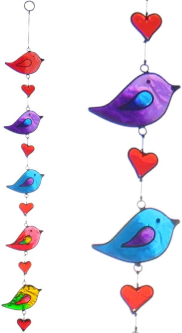 Suncatchers Colorful Bird Stained Glass Effect Resin Mobile - Beautiful Window Hanging - Home Decoration