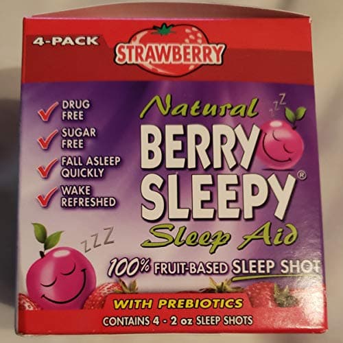 Berry Sleepy: {Strawberry Flavor} Sleep Shot with Prebiotics - Keto Friendly Drink - Certified Organic Drinks - All Natural Organic Snack - Vegan Approved - Gluten Free Sleepy Drink 4-Pack (2 oz)