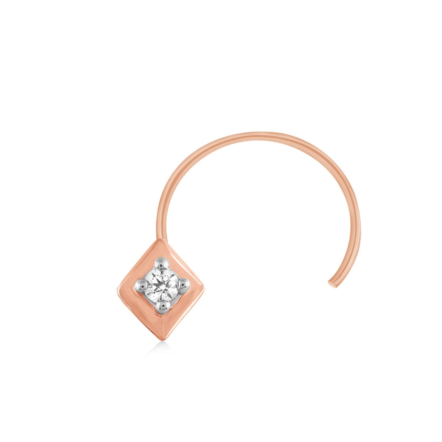 CARATS FOR YOU Round Cut White Natural Diamond Nose Pin Stud Ring Jewelry For Women In 14K Solid Gold (0.02 Cttw Clarity I2-I3 Color I-J)