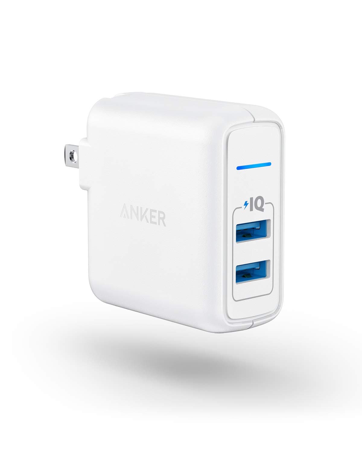 USB Charger, Anker Elite Dual Port 24W Wall Charger, PowerPort 2 with PowerIQ and Foldable Plug for iPhone 15/14/13/12/11 Series, iPad Pro/Air 2/Mini 3/Mini 4, Samsung S4/S5, and More