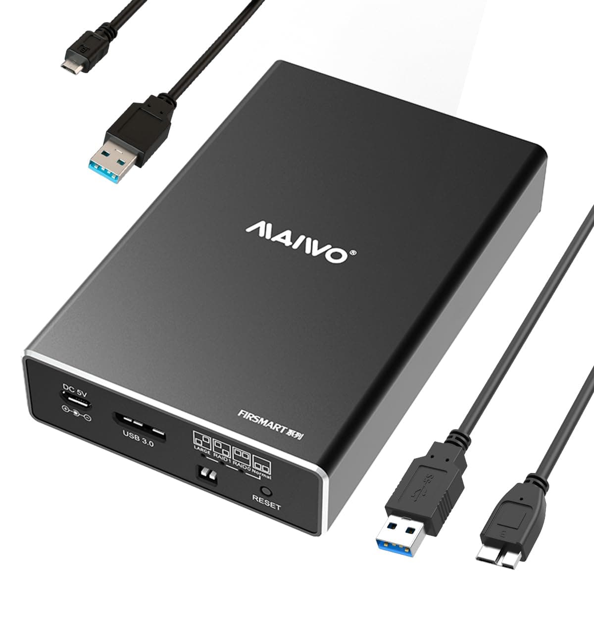 Dual Bay External Hard Drive RAID Enclosure for 2.5 inch SATA I/II/III HDD SSD, RAID 0/1/LARGE/PM, USB 3.0 6Gbps Bandwidth, Support UASP, 16TB Capacity