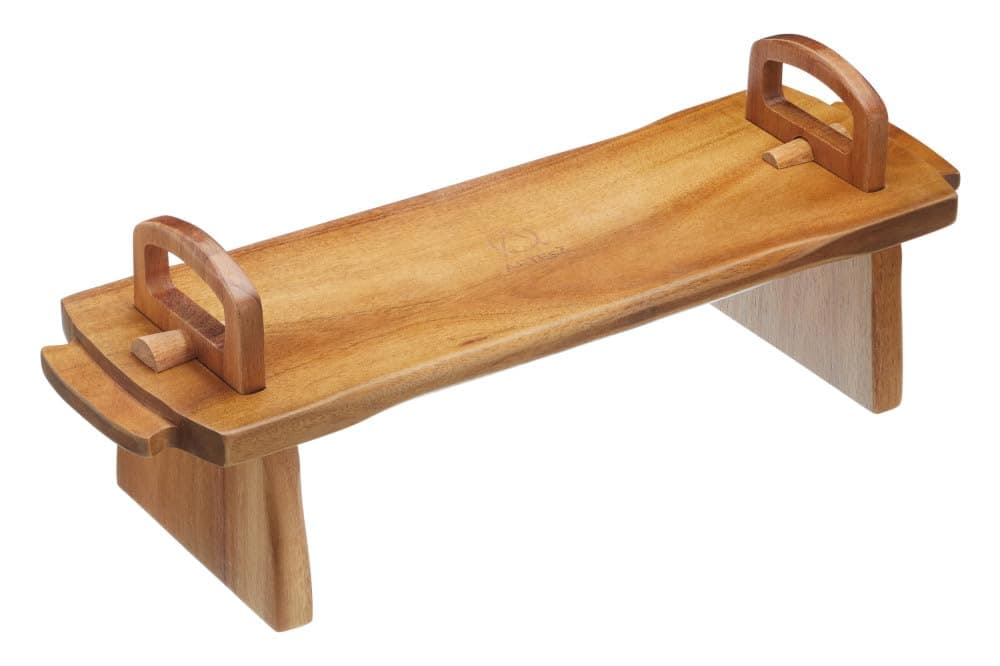 Artesà Raised Food Display Stand, Wooden Serving Board for Cheese Board and Food, Cakes, Desserts, Grazing and Buffets, 37 x 12 x 13cm, Brown