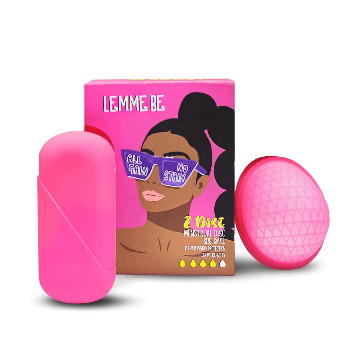 Lemme Be Reusable Menstrual Cup Disc For Women With A Soft Pouch 100% Medical Grade Silicone FDA Approved | Rash Free 12 hours Protection Holds Up To 30 ml Blood (Small, Pink)