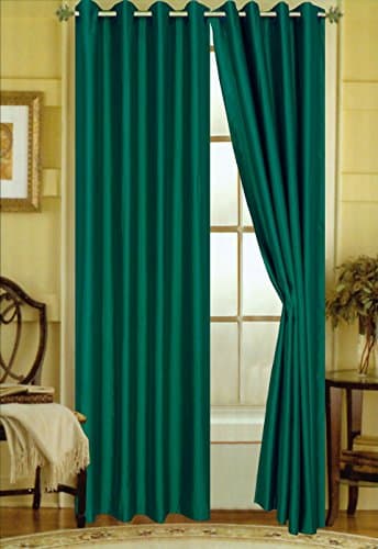 Editex Home Curtain Faux Silk Panel with Grommets, 108", Evergreen