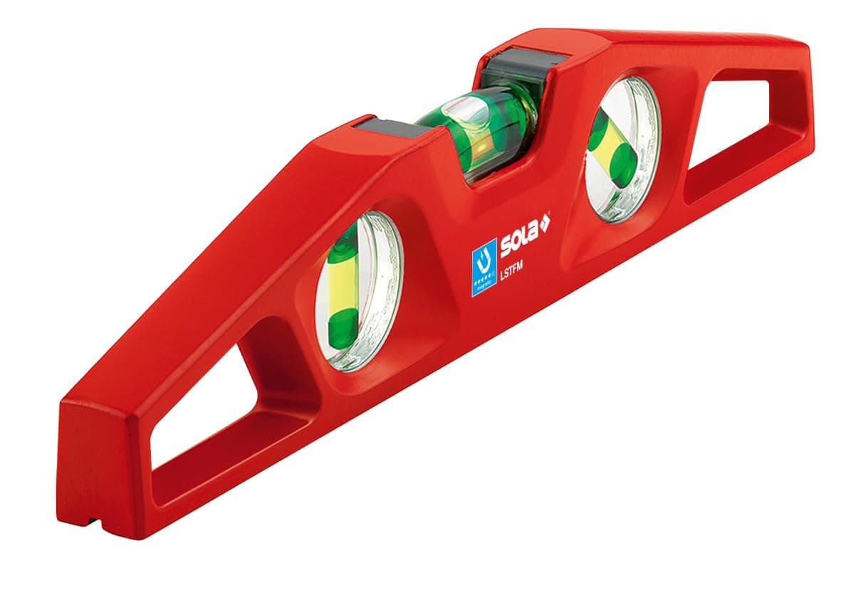 LSTFM Aluminum Die-Cast Magnetic Torpedo Level with 3 60% Magnified Vials, 10-Inch, Red